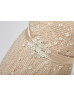 Queen Anne Neckline Champagne Beaded Tulle Floor Length Wedding Dress Luxury Dress